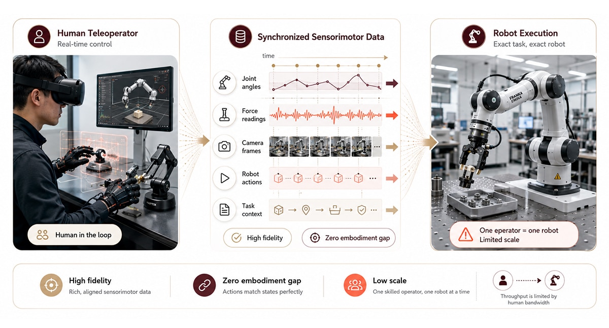 What is teleoperation data and when does it win?